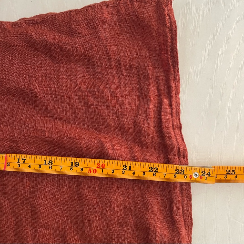 Italian Made Bellambra 100% Linen Blouse Top Puff Sleeve Rust Terracotta Large - Picture 7 of 14